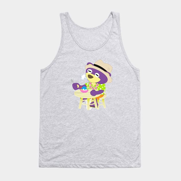 Mr.Purple bear in Hawaii shirt with shaved ice Tank Top by Figaro-17